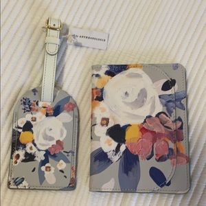 Anthropologie Floral Passport Carrier & Bag Tag